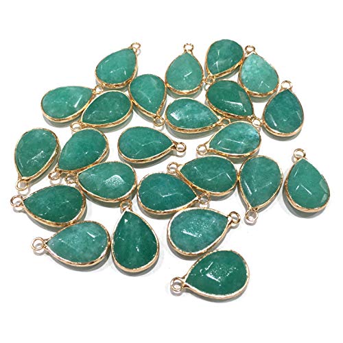 LE SKY natural stone pendants, waterdrop shape faceted Malay jade chakra healing semi gemstone pendant for necklace bracelet jewelry craft making 14x22mm 10 Pcs