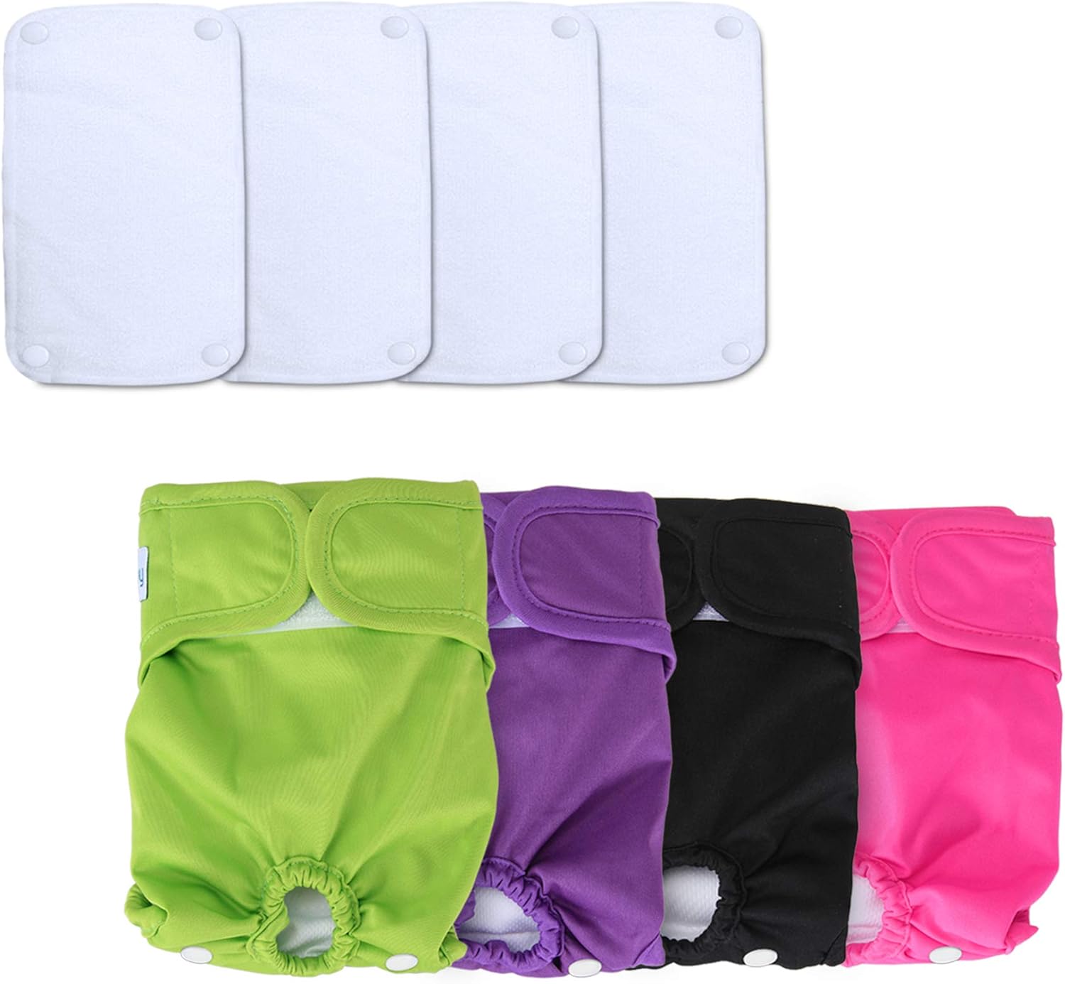 Teamoy Reusable Female Dog Diapers with Inserts (Pack of 4), Doggie Diaper Liners Period Pants for Dogs in Heat & Incontinence, Super-Absorbent, S